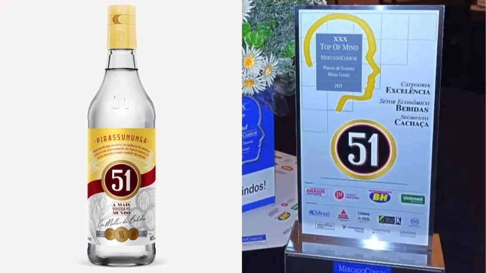 Cachaça 51 é destaque no Prêmio Top of Mind em Minas Gerais