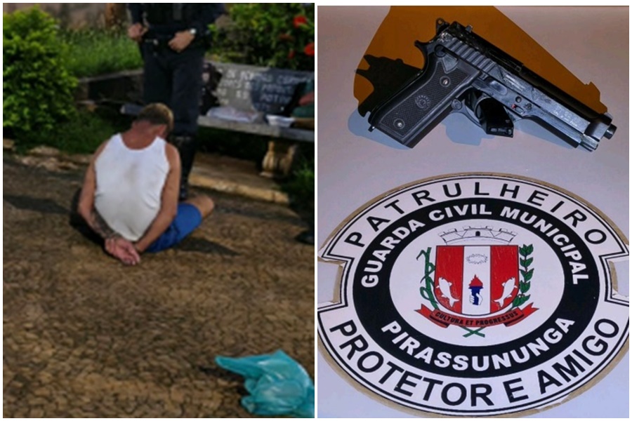 Homem de 36 anos é detido com simulacro de arma na praça central de Pirassununga
