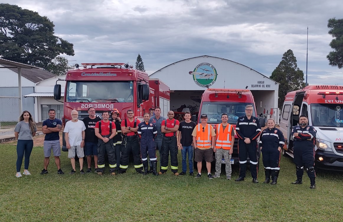 Aeroclube de Pirassununga realiza simulado de emergência com Bombeiros e Samu