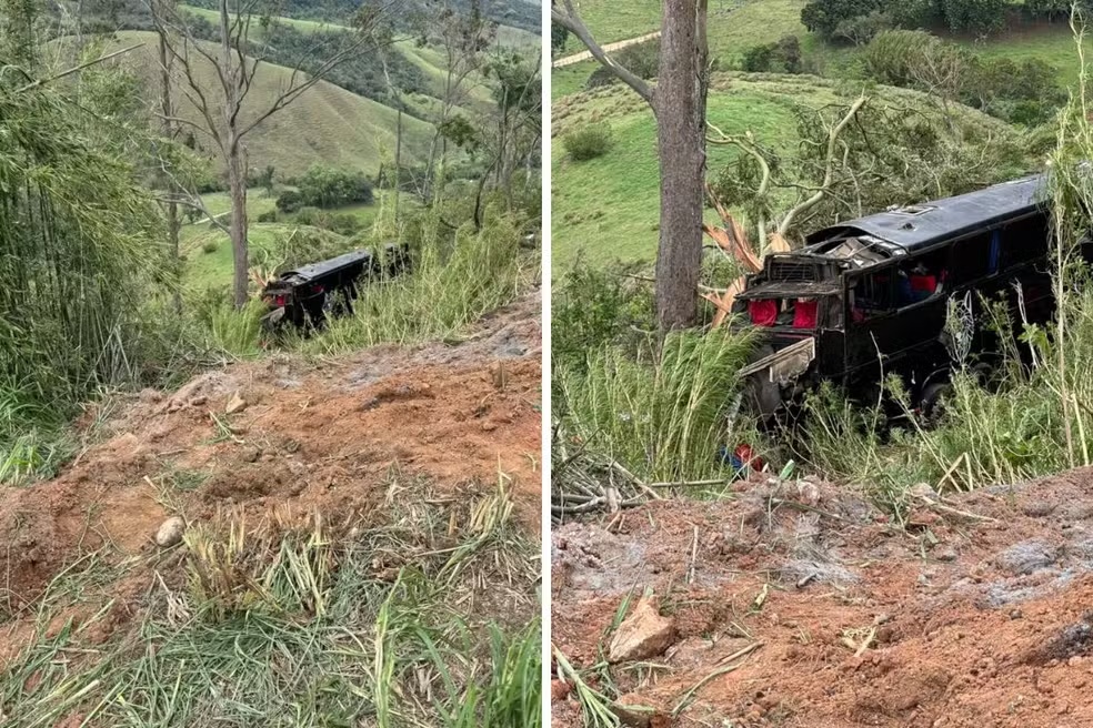 Ônibus com romeiros cai em ribanceira e deixa seis mortos no interior de SP
