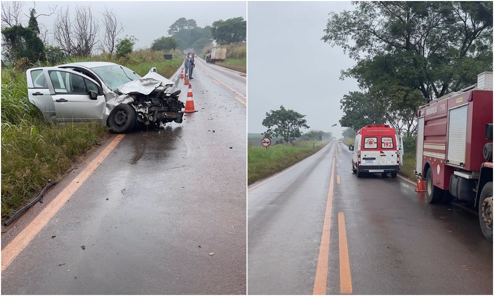 Acidente na SP-201 deixa motorista ferida após colisão com dois caminhões em Pirassununga