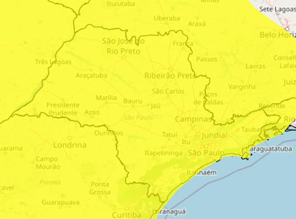 Inmet alerta para chuva forte em Pirassununga e região nesta segunda